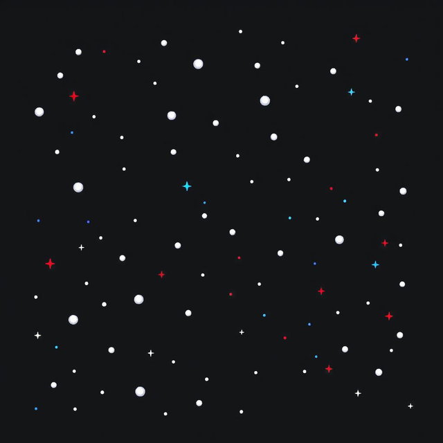 A pixel art illustration of a starry sky set against a solid black background, crafted in 32-bit style