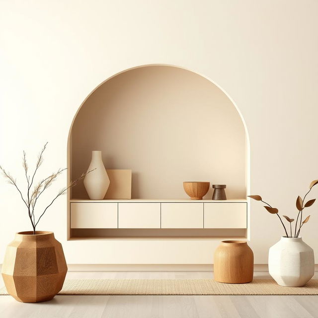 A hybrid simple design featuring a fusion of modern minimalism and traditional elements