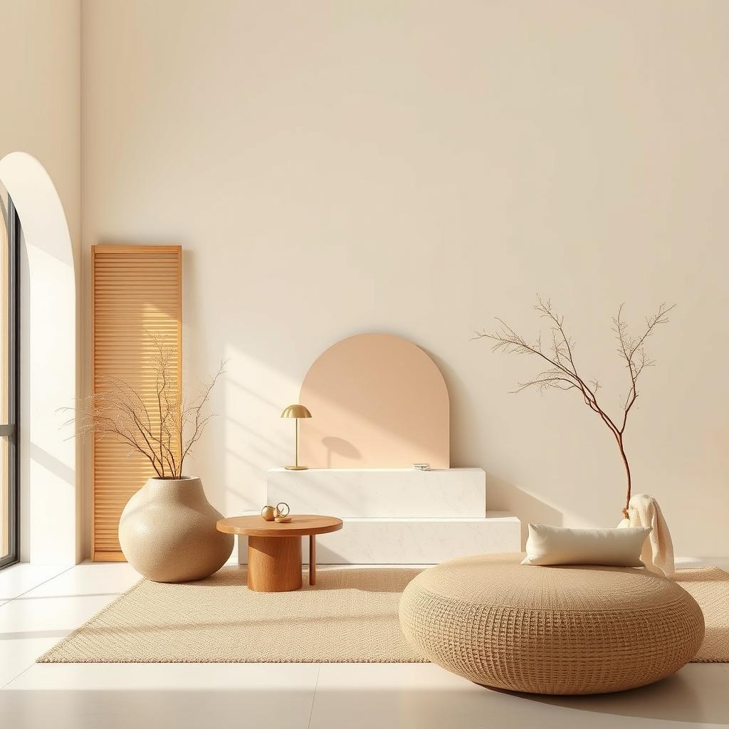 A hybrid simple design featuring a fusion of modern minimalism and traditional elements