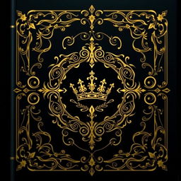 A gothic book cover featuring intricate gold lines and detailed ornamental patterns