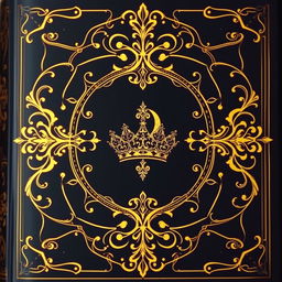A gothic book cover featuring intricate gold lines and detailed ornamental patterns