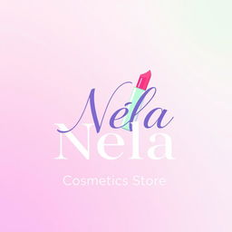 A sleek and modern advertising logo design for 'Nela Cosmetics Store'