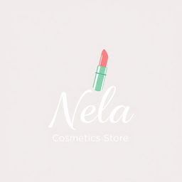 A sleek and modern advertising logo design for 'Nela Cosmetics Store'