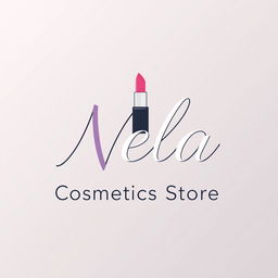 A sleek and modern advertising logo design for 'Nela Cosmetics Store'