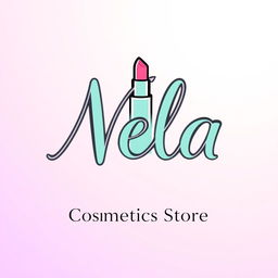 A sleek and modern advertising logo design for 'Nela Cosmetics Store'
