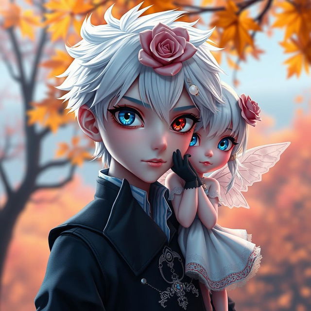 A vivid, photorealistic image of an animated boy portrayed with striking features