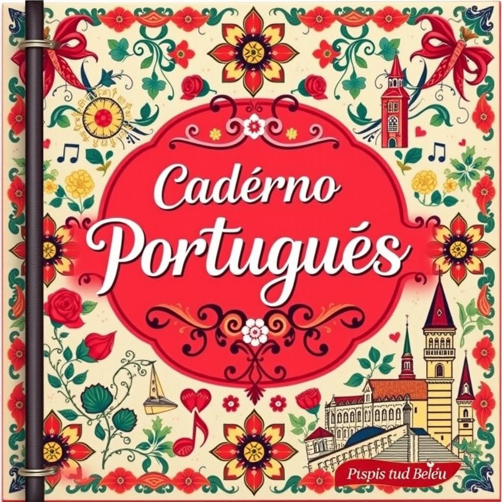 A beautifully designed cover for a Portuguese notebook