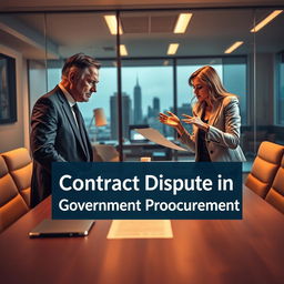 A captivating book cover design representing the theme of 'Contract Dispute in Government Procurement'
