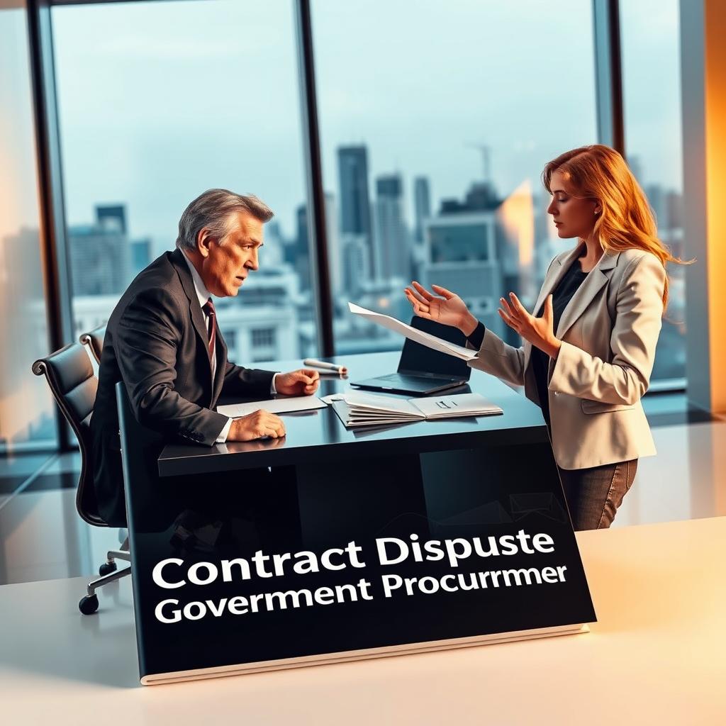 A captivating book cover design representing the theme of 'Contract Dispute in Government Procurement'