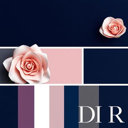 A realistic palette inspired by a luxurious Dior color scheme, featuring elegant and sophisticated hues