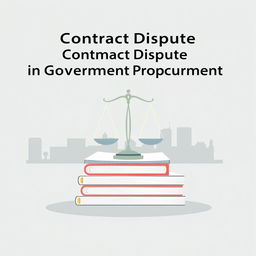 A simple yet impactful book cover design focused on the theme of 'Contract Dispute in Government Procurement'