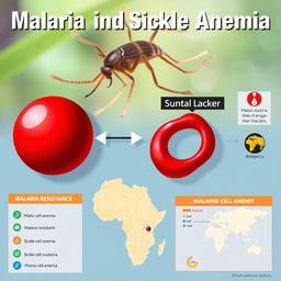 A visual representation illustrating the causal link between malaria and sickle cell anemia