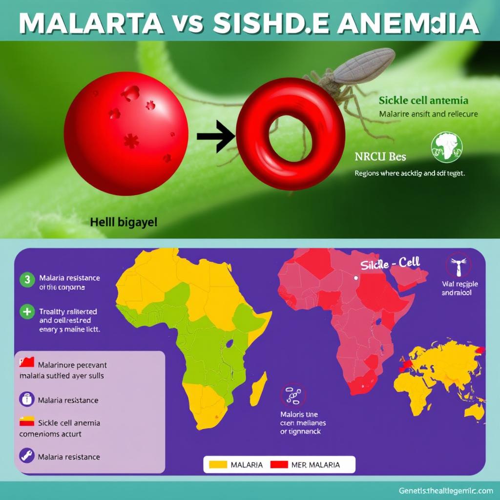 A visual representation illustrating the causal link between malaria and sickle cell anemia
