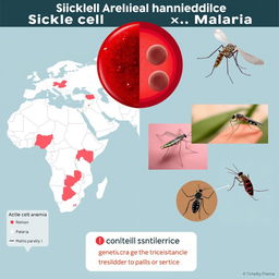 A visual representation illustrating the link between sickle cell anemia and malaria