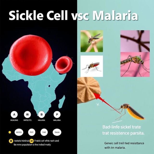A visual representation illustrating the link between sickle cell anemia and malaria