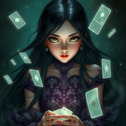 A fantasy image featuring a poker-faced girl with an emotionless expression