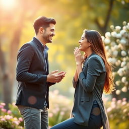 A joyful couple just engaged, sharing a loving moment