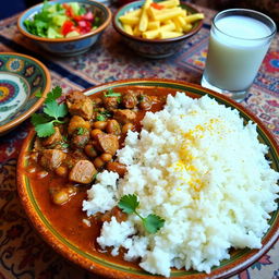 A delicious Persian dish called Ghormeh Sabzi, showcasing a rich and aromatic stew made with fresh herbs, kidney beans, tender chunks of beef, and dried limes