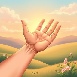 A detailed illustration of a hand reaching out, symbolizing hope and support in a moment of despair