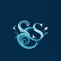 A logo design featuring the letters 'SS' in a stylized manner inspired by the ocean, with elements reminiscent of sirens, seashells, and the sea