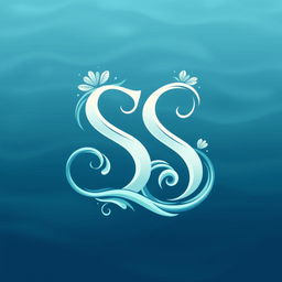A logo design featuring the letters 'SS' in a stylized manner inspired by the ocean, with elements reminiscent of sirens, seashells, and the sea