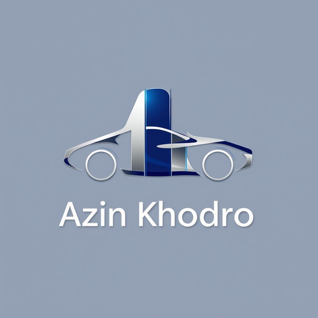 A highly detailed, modern logo design for Azin Khodro, featuring a sleek and elegant style