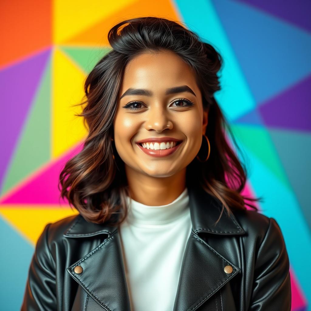 A stylish and vibrant profile picture, featuring a person with an inspiring smile