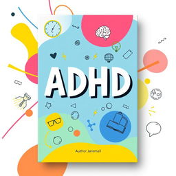 A flat A4 ebook cover design that focuses on the theme of ADHD (Attention Deficit Hyperactivity Disorder)