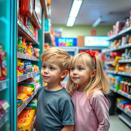 A modern convenience store filled with vibrant colors and interesting items for sale