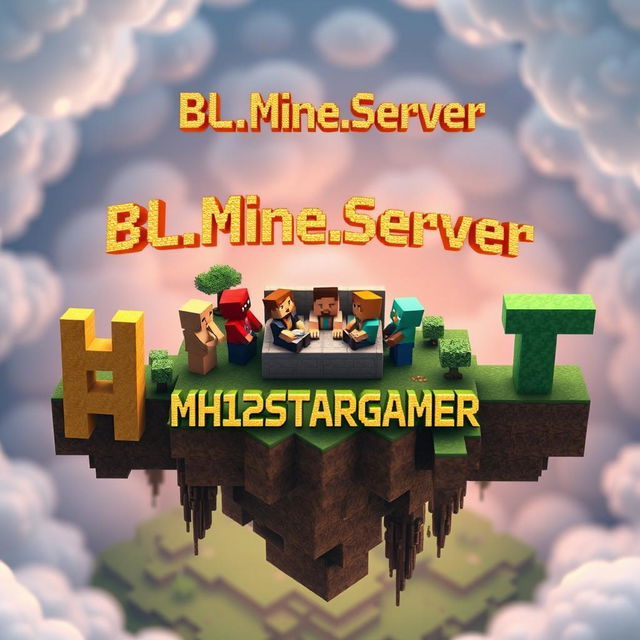 A vibrant Minecraft-themed background, showcasing a part of the Minecraft world prominently in the air, with a zoomed-in perspective