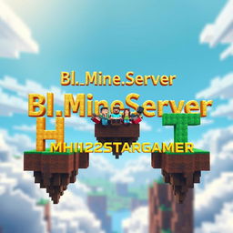 A vibrant Minecraft-themed background, showcasing a part of the Minecraft world prominently in the air, with a zoomed-in perspective
