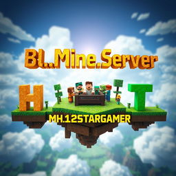 A vibrant Minecraft-themed background, showcasing a part of the Minecraft world prominently in the air, with a zoomed-in perspective