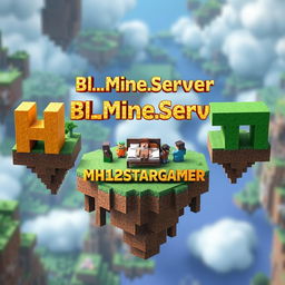 A vibrant Minecraft-themed background, showcasing a part of the Minecraft world prominently in the air, with a zoomed-in perspective