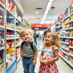 A modern convenience store interior, showcasing a cheerful atmosphere