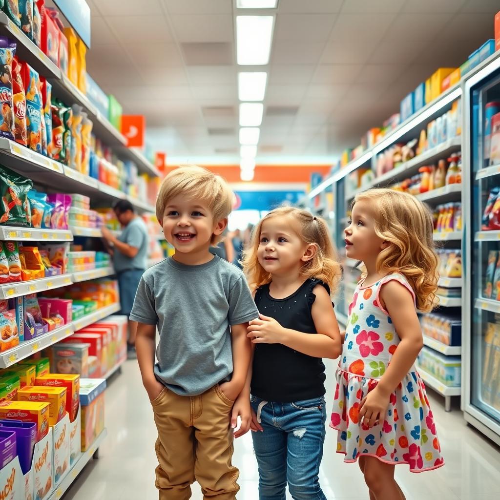 A modern convenience store interior, showcasing a cheerful atmosphere