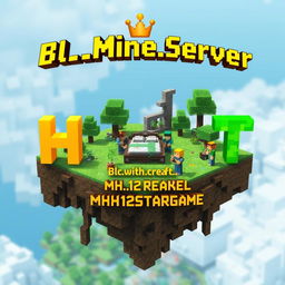 A vibrant Minecraft scene featuring a floating island, zoomed in, showcasing lush greenery and pixelated textures