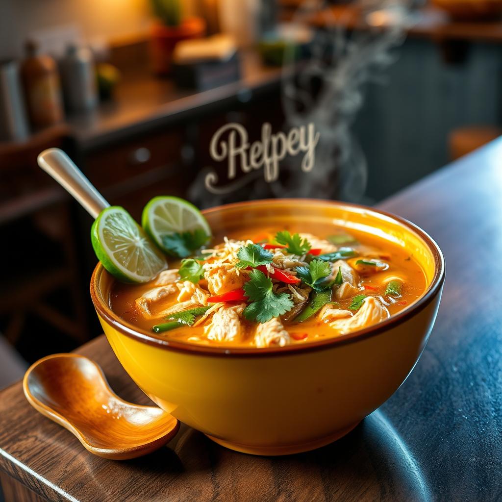 A steaming bowl of Soto soup, beautifully presented with a vibrant color palette