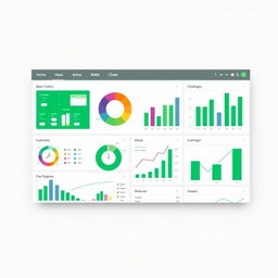 A high-resolution digital rendering of a Microsoft Excel dashboard, featuring a variety of visually appealing elements such as colorful charts, graphs, and data tables