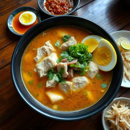 A traditional Soto soup, a rich and flavorful Indonesian dish