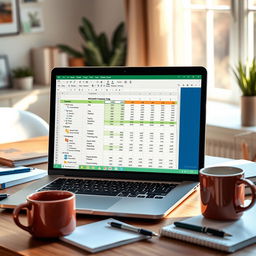 A realistic and engaging image of a Microsoft Excel workbook opened on a sleek laptop
