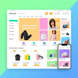 A modern and sleek web UI design for an online marketplace that sells a variety of product categories