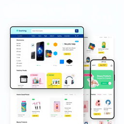 A modern and sleek web UI design for an online marketplace that sells a variety of product categories