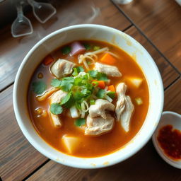A beautiful bowl of traditional Soto soup, presented in an appetizing way