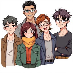 A detailed illustration of the individuals from the provided image, maintaining their exact features, clothing, and expressions, set against a clean white background