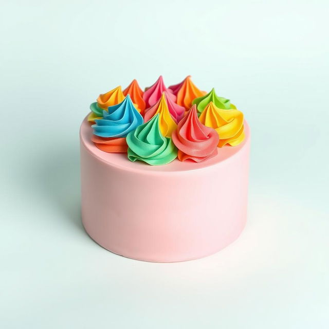 A simple, cylindrical cake that is completely plain, featuring a smooth, glossy finish as if it has been frosted with a spatula