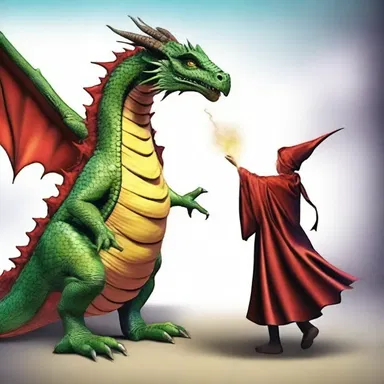 The sorcerer cast a spell, and accordingly, the dragon disappeared.