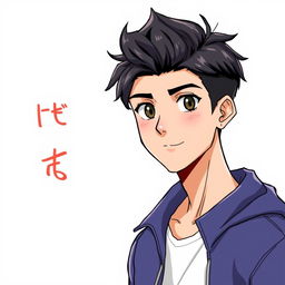 A handsome high school male character with hazel black eyes, characterized as a gym enthusiast with a fit and toned body
