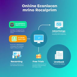 A visual representation of a roadmap for an online driving education platform, detailing key strategies for collaboration with traffic police, online testing, advertising, workshops, free trials, and user feedback collection