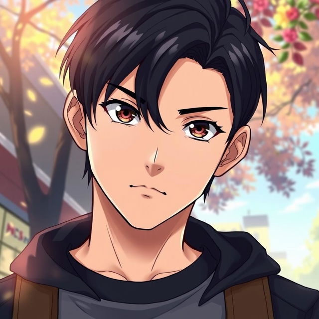 A high school classmate, depicted in a mysterious and handsome anime art style