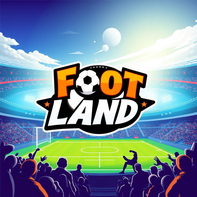 A stylized graphic design featuring a football profile with the name 'Foot Land'